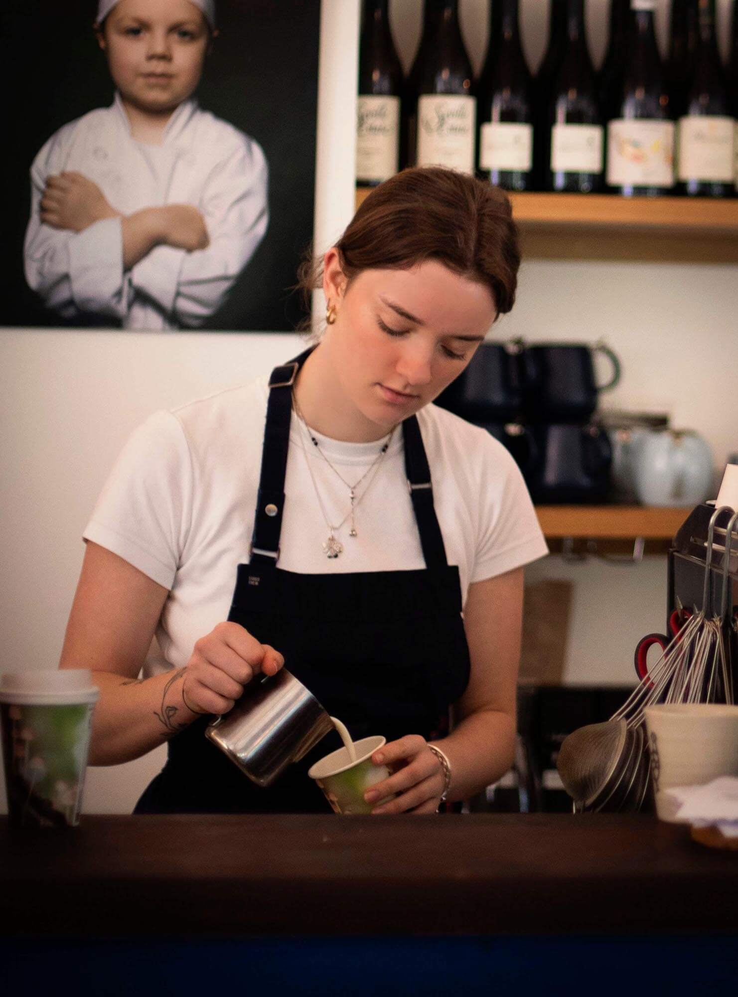 Waitress making Coffee